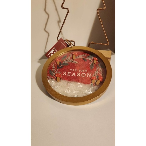 Tis' the season new Christmas gold & red mushroom snow globe art cottagecore - Picture 2 of 9